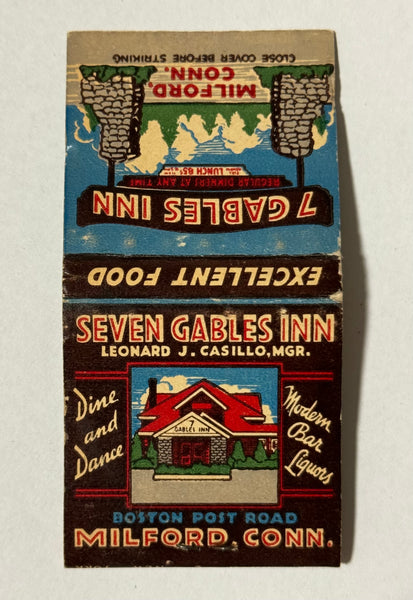 "Seven Gables Inn" Milford, CT Vintage Feature Matchbook