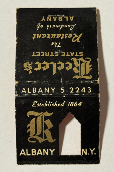"Keeler's Wine Cellar" Albany, New York Vintage Feature Matchbook with a Knot Hole Cover