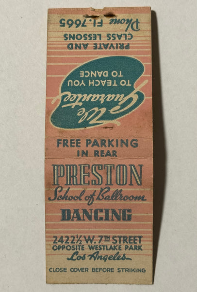 "Preston School of Ballroom Dancing" Los Angeles, CA Vintage Pop Up Display Feature Matchbook