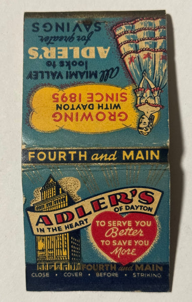 "Adler’s Fourth and Main" Dayton, OH Vintage Feature Matchbook