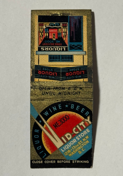 "Mid-City Liquor Store" Washington, DC Vintage Feature Matchbook