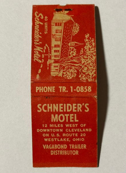 "Schneider’s Motel" Westlake,OH Vintage Feature Matchbook