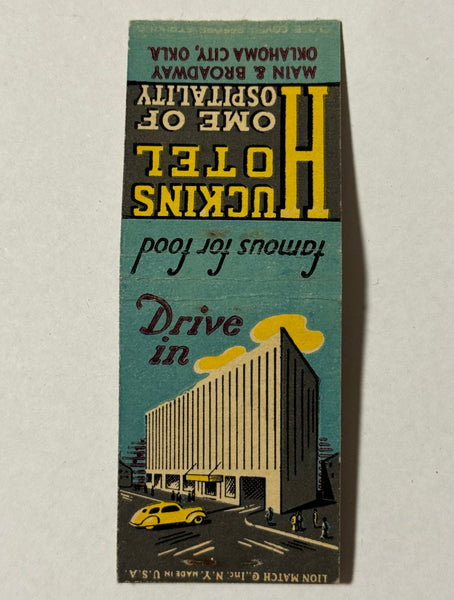 "Huckin's Hotel" Oklahoma City, OK Vintage Feature Matchbook