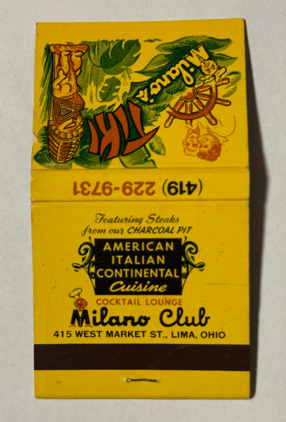 "Milano Club Cocktail Lounge" Vintage Feature Matchbook
