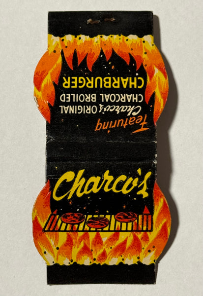 "Charco's Charburger" Vintage Feature Matchbook with a Contour Cover