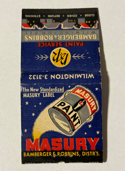 "Bamberger & Robbin’s Masury Paint" Wilmington, DE Vintage Feature Matchbook