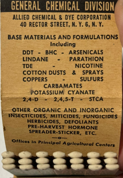 "General Chemical Division" New York, NY Vintage Feature Matchbook