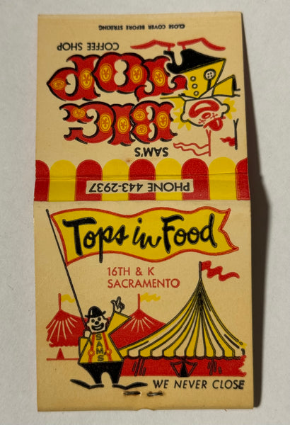 "Sam’s Big Top Coffee Shop" Sacramento, CA Vintage Feature Matchbook