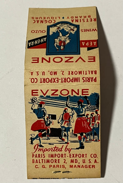 "Evzone Wines" Vintage Feature Matchbook