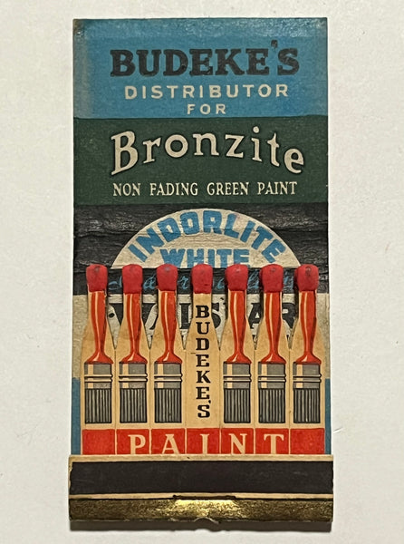 "Budeke's Paint" Baltimore, MD Vintage Feature Matchbook