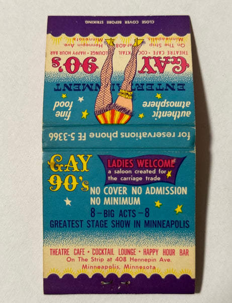 "Gay 90’s"  Minneapolis, MN Vintage Feature Matchbook