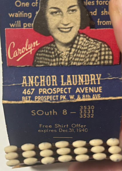 "Anchor Laundry" Prospect Park, PA Vintage Feature Matchbook with a Pop-Up Display
