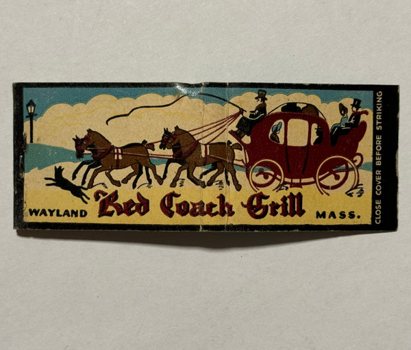 "Red Coach Grill" Wayland, MA Vintage Feature Matchbook w/ a Full-Length Cover