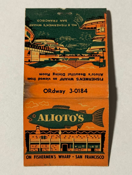 "Alioto's Seafood and Cocktails" Fishermans Wharf, CA Vintage Feature Matchbook