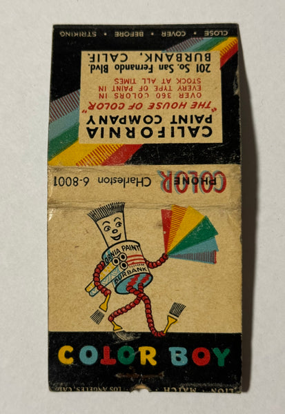 "California Paint Company 'The House of Color'" Burbank, CA Vintage Feature Matchbook