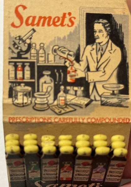"Samet's Perscription Pharmacy" 21 Strike Vintage Feature Matchbook