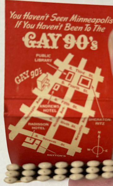 "Gay 90’s"  Minneapolis, MN Vintage Feature Matchbook