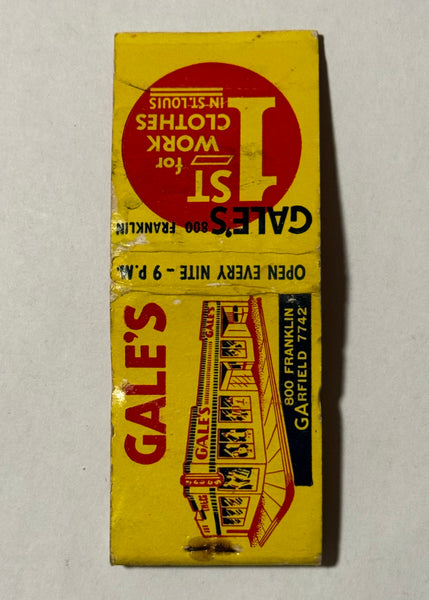 "Gale’s St. Louis" St Louis, MO Vintage Feature Matchbook