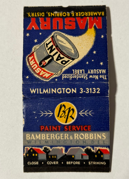 "Bamberger & Robbin’s Masury Paint" Wilmington, DE Vintage Feature Matchbook