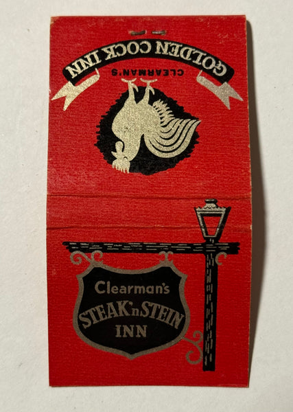 "Clearman’s Steak n’Stein Inn" San Gabriel, CA  Vintage Feature Matchbook (B)