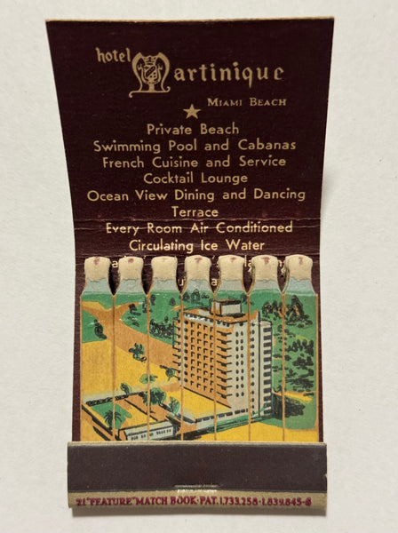 "Hotel Martinique" Miami Beach, FL Vintage Feature Matchbook
