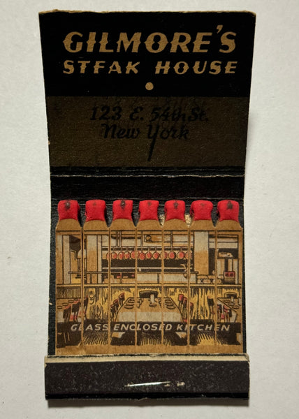 "Gilmore’s Steak House" New York, NY Vintage Feature Matchbook