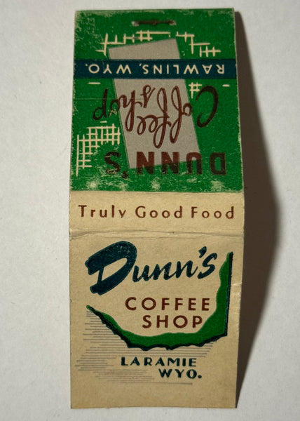 "Dunn’s Coffee Shop" Laramie, WY Vintage Feature Matchbook