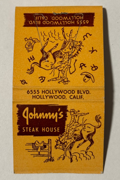 "Johnny’s Steak House" Hollywood, CA Vintage Feature Matchbook