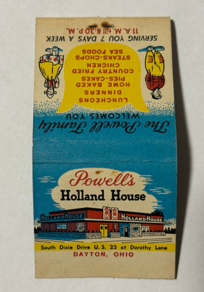 "Powell’s Holland House" Dayton, OH Vintage Feature Matchbook (B)