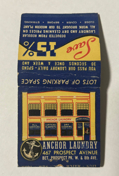 "Anchor Laundry" Prospect Park, PA Vintage Feature Matchbook with a Pop-Up Display