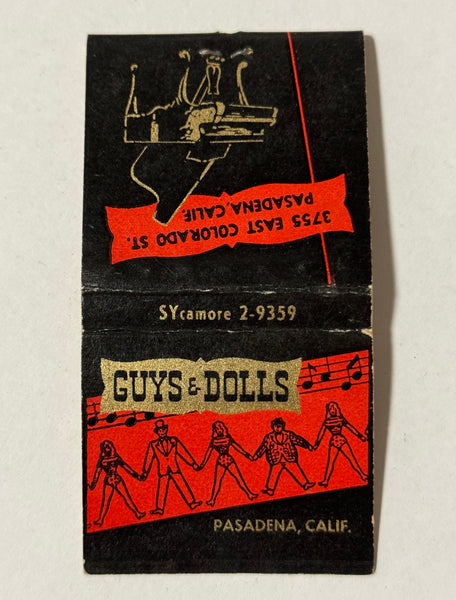 "Guys and Dolls Cocktails" Pasadena,CA Vintage Feature Matchbook