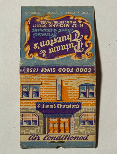 "Putnam & Thurston’s" Worcester, MA Vintage Feature Matchbook