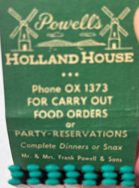 "Powell’s Holland House" Dayton, OH Vintage Feature Matchbook