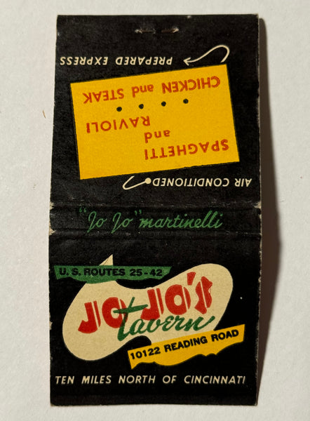 "Jo Jo’s Tavern" Cincinnati, OH Vintage Feature Matchbook