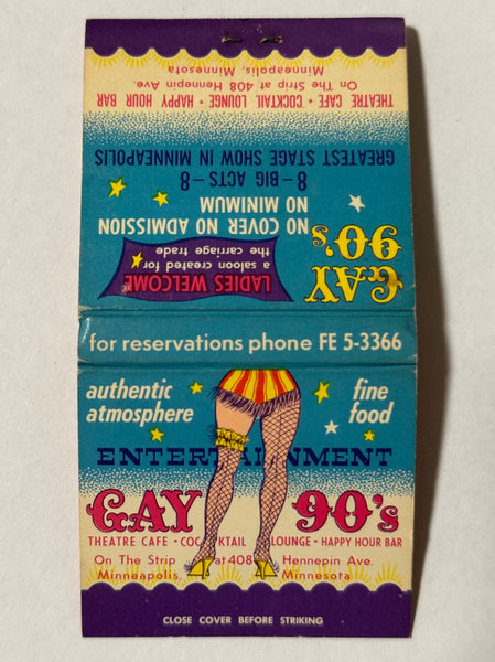 "Gay 90’s"  Minneapolis, MN Vintage Feature Matchbook