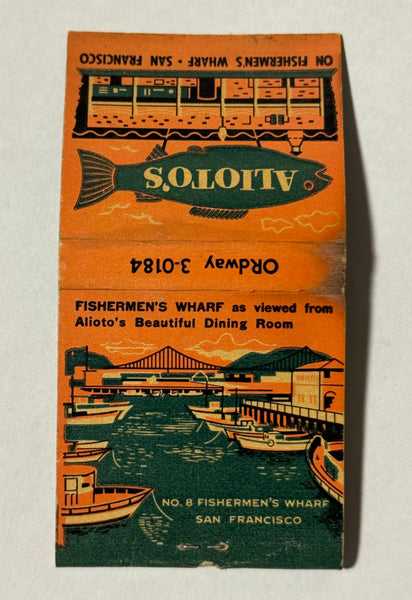 "Alioto's Seafood and Cocktails" Fishermans Wharf, CA Vintage Feature Matchbook