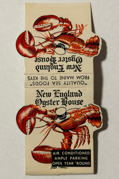 "New England Oyster House" Coral Gables, FL Vintage Contour Feature Matchbook (A)