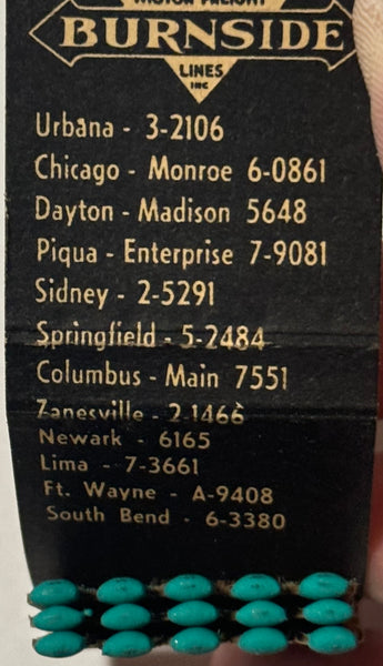 "Burnside Lines" Urbana, OH Vintage Feature Matchbook