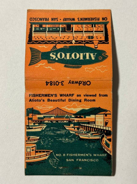 "Alioto's Seafood and Cocktails" Fisherman's Wharf, San Francisco, CA Vintage Feature Matchbook (B)