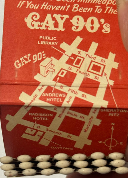 "Gay 90's" Minneapolis, MN Vintage Feature Matchbook (B)