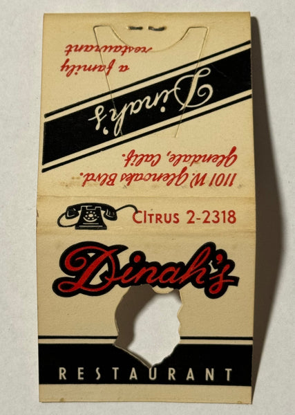 "Dinah's Restaurant" Glendale, CA Vintage Feature Matchbook with a Knot Hole AND Easel Back!
