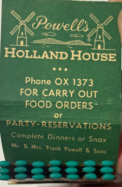 "Powell’s Holland House" Dayton, OH Vintage Feature Matchbook (B)
