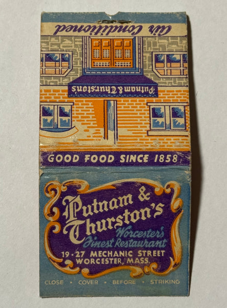 "Putnam & Thurston’s" Worcester, MA Vintage Feature Matchbook