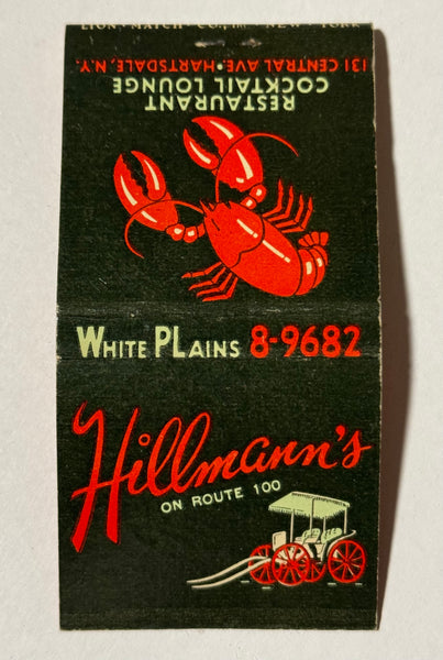 "Hillman's Restaurant and Cocktail Lounge" Hartsdale, NY Vintage Feature Matchbook