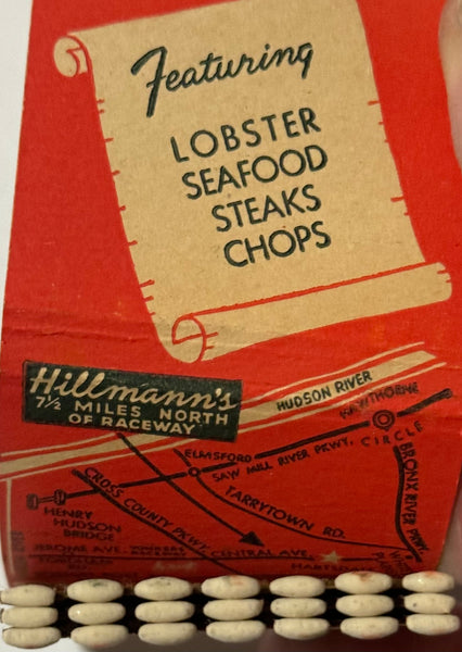 "Hillman's Restaurant and Cocktail Lounge" Hartsdale, NY Vintage Feature Matchbook