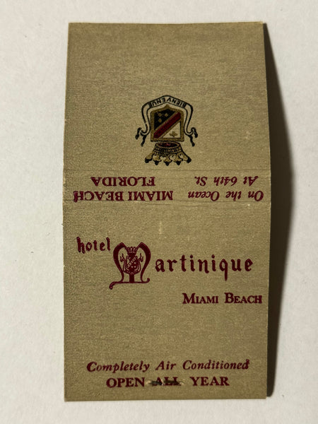 "Hotel Martinique" Miami Beach, FL Vintage Feature Matchbook
