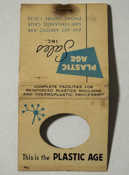 "Plastic Age Sales Inc." San Fernando, Ca Vintage Feature Matchbook with a Knot-Hole Cover