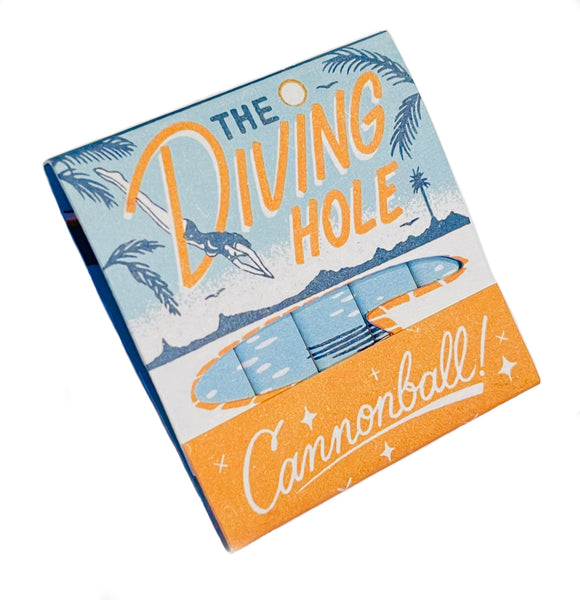 "THE DIVING HOLE" Retro Feature Matchbook -Die Cut Shaped Swimming Pool in Front Cover
