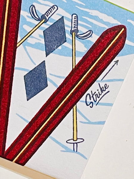 "The Bunny Hill" Skiing Retro Feature Matchbook with Illustrated Skis Spot Strikers!