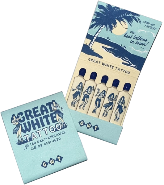 "Great White Tattoo" Retro Feature Tiki Matchbook